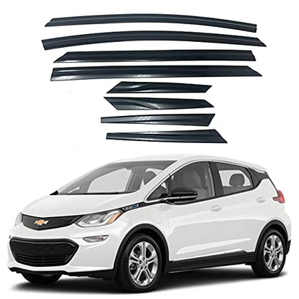 Side Window Vent Visor 8 Piece Set for Chevrolet Bolt Ev 2017 2018 2019 2020 2021 / Safe RAIN Out-Channel Guard Deflector(Black)