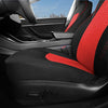 Front Custom Fit Two Tone Red/Black with Quilted Design Fully Wrapped Fabric Cloth Seat Covers for 2017-2022 Tesla Model 3 & Model Y (2 Pieces)