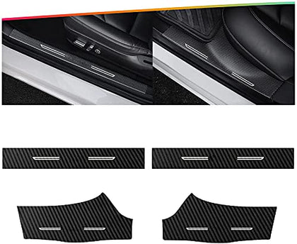 Carbon Fiber Front and Rear Door Sill Protectors for 2020-2022 Tesla Model Y (Protective Film Modification)