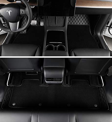 Tesla Model Y Floor Mats All-Weather 2020 2021 Model Y All-Protection Waterproof Interior Liners. (Black)