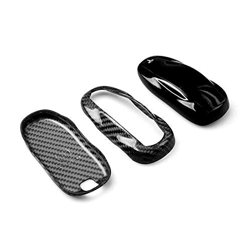 real carbon Fiber Key Fob Cover for Tesla , Keyless Remote Key Case Shell Cover for Men for Women -silver black