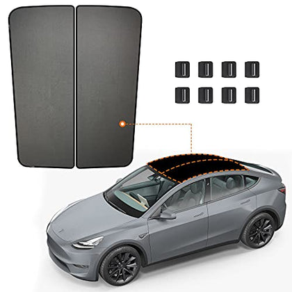 Tesla Model Y Two Piece Glass Roof Sunshade (Won't Sag)