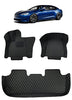 Custom Fit All Weather Heavy Duty Full Coverage Floor Mats [Front and Rear] for 2021-2022 Tesla Model S (Refreshed Model with Yoke Steering) - Black Single Layer