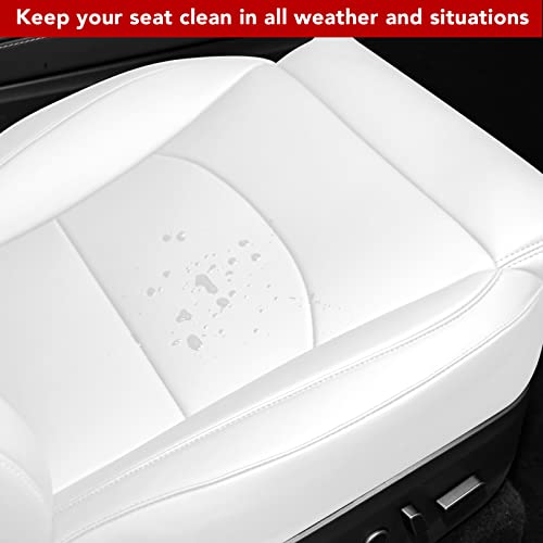 Tesla Model Y Leather Seat Extender Cushion Pad for Front and Rear Seats (White)