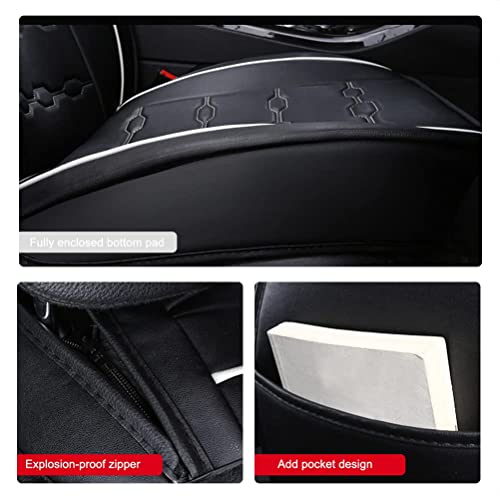 Front & Rear Seat Covers with Headrest Backrest Cushions for Chevy Chevrolet Bolt EV EUV Car Seat Cover Luxury PU Leather Breathable Comfortable Black×White