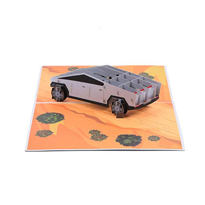 Truck 3D Greeting Pop Up Card, inspired by Tesla CyberTruck