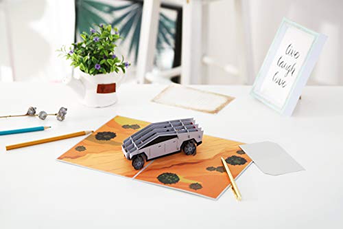 Truck 3D Greeting Pop Up Card, inspired by Tesla CyberTruck