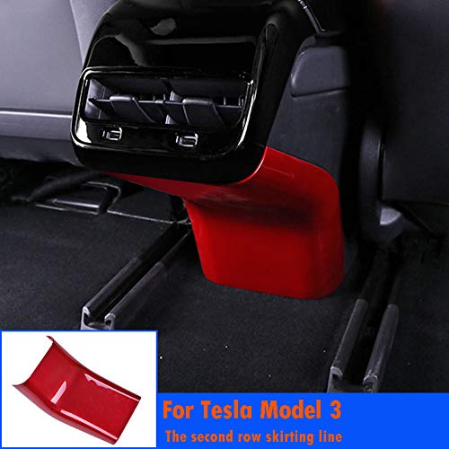 Tesla Model 3 Car Rear Console Center Air Conditioner Vent Outlet Frame Cover Anti Kick Trim Skirtline Stickers Styling Red