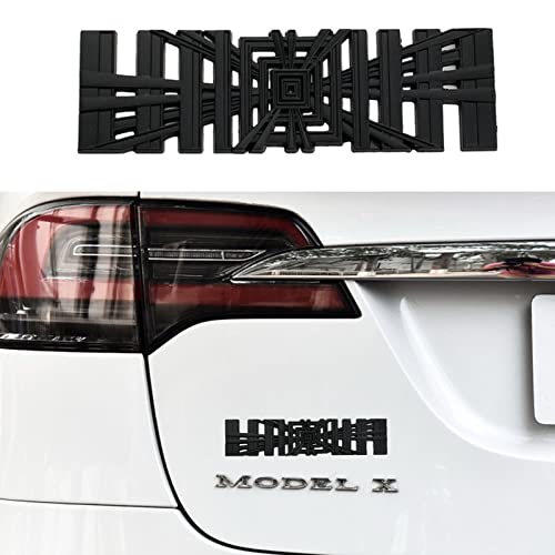 Automotive 3D Alloy Plaid Badge Sticker Mark Car Emblem Plaid Badge Compatible with Tesla Tail Box Badge Sticker (Matte Black
