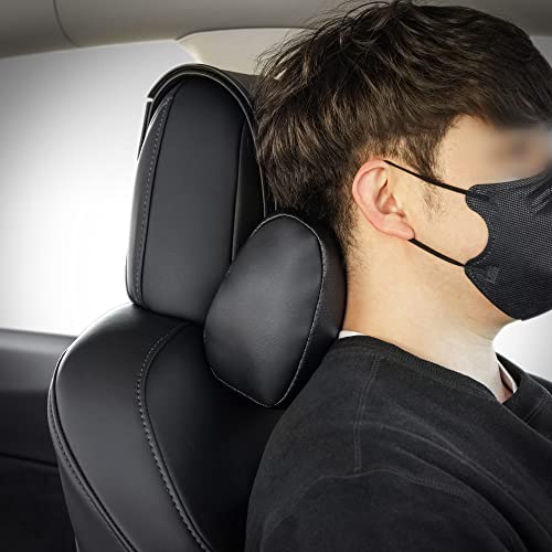 Neck & Head Support Vegan Leather Pillow for Tesla Model 3 & Y