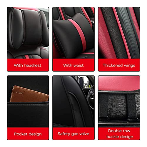 Front & Rear Seat Covers with Headrest Backrest Cushions for Chevy Chevrolet Bolt EV EUV Car Seat Cover Luxury PU Leather Sporty Breathable Comfortable Red×Black