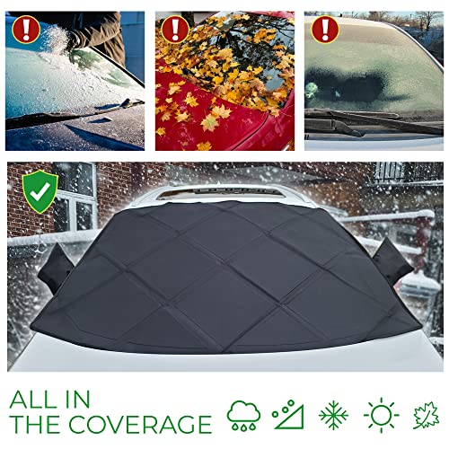Custom-fit Windshield Cover for Snow, Ice and Frost with Rear Mirror Cover 2016-2021 Tesla Model X