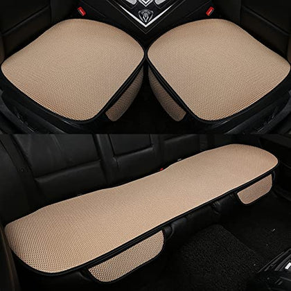 3pcs Car Seat Cushion for Jaguar XE XF E-Pace F-Pace I-pace S-Type XJR XJ8 Comfort Seat Cushion with Non Slip Bottom (Beige)