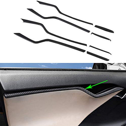 ABS Imitation Carbon Fiber Inner Door Trim Cover Interior Moldings Trims for Tesla Model S 2016-2020 (Pack of 8)
