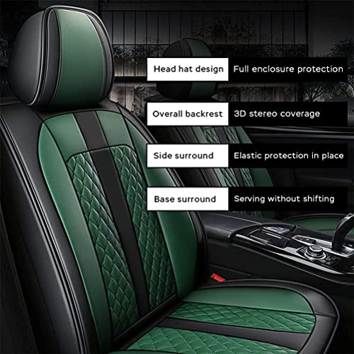 Front & Rear Seat Covers for Chevy Chevrolet Bolt EV EUV Car Seat Cover Luxury PU Leather Comfortable Stylish Black×Green