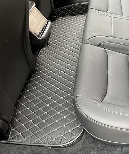 Custom Fit All Weather Heavy Duty Full Coverage Floor Mats [Front and Rear] for 2021-2022 Tesla Model S (Refreshed Model with Yoke Steering) - Black Single Layer