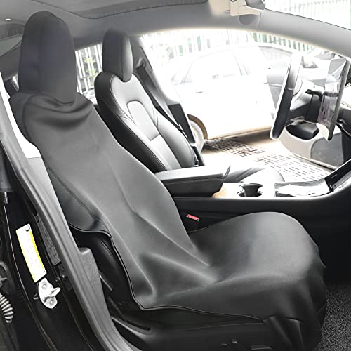 Tesla Model 3 Seat Cover - Tesla Model Y Seat Cover - Front Neoprene Seat Protector - with Bucket and Elastic Rope - for Tesla Interior Accessories
