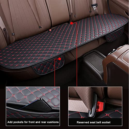 1 Piece Back Row Car Interior Seat Cushion Cover for Jaguar E-PACE F-PACE I-PACE XE XF XFR XJ6 X-Type S-Type PU Leather Diamond Mats (Black Beige)