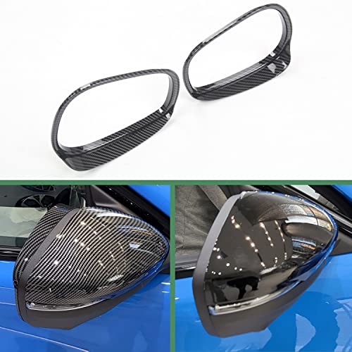 Car Rear View Mirror Rain Cover for Ford Mustang Mach-E 2021, Sun Visor Eyebrow Carbon Fiber Anti-rain Shade Guard Molding Trim Frame Accessories (Bright)