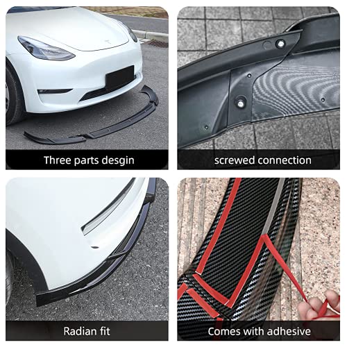 Glossy Black ABS Front Lip Splitter/Front Bumper Lip Spoiler for 2020-2022 Tesla Model Y (3 Piece Set)