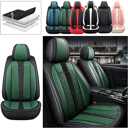 Front Seat Covers for Chevy Chevrolet Bolt EV EUV Car Seat Cover Luxury PU Leather Comfortable Stylish Black×Green