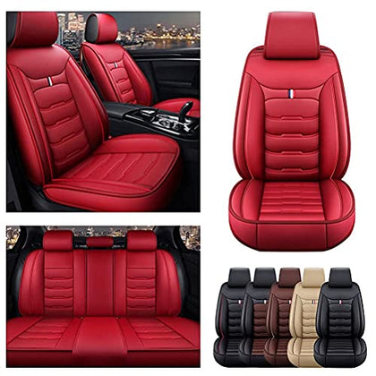 Front & Rear Seat Covers for Chevy Chevrolet Bolt EV EUV Car Seat Cover Luxury PU Leather Comfortable Wear Resistant Red