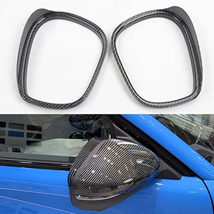 Car Rear View Mirror Rain Cover for Ford Mustang Mach-E 2021, Sun Visor Eyebrow Carbon Fiber Anti-rain Shade Guard Molding Trim Frame Accessories (Bright Carbon Fiber)