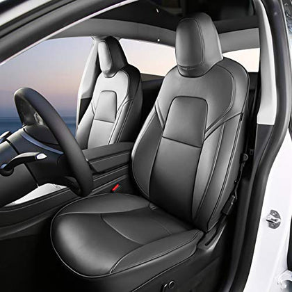 Tesla Model Y Seat Cover Black Leather Car Seat Cushion Protector Custom Fit for Tesla Model Y 2020 2021