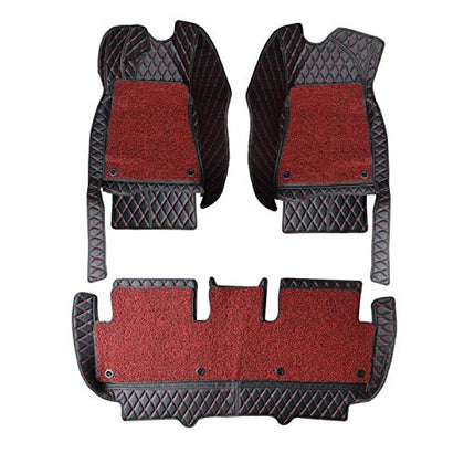 Custom Double Layered Fully Surrounded Waterproof All-Weather Nonslip Front and Second Row Floor Mats for 2019-2022 Tesla Model 3 (Red)