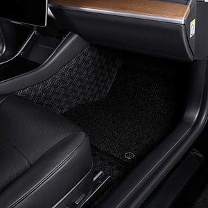 Floor Liner Fit for Tesla Model 3 2020 2021 Fully Embedded No Edge Customized Floor Mat Frunk Trunk Blanket-Non-Slip Waterproof Car Carpet Protect All Weather(Black)