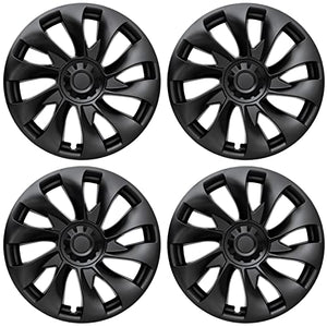 Replacement Tesla Model 3 Hub Caps - 18 Inch Compatible Waterproof Matte Black Hubcaps Wheel Cover Set for 2017-2023 Model 3 - Easy DIY Snap On Design & Help Improve Driving Performance - Set of 4