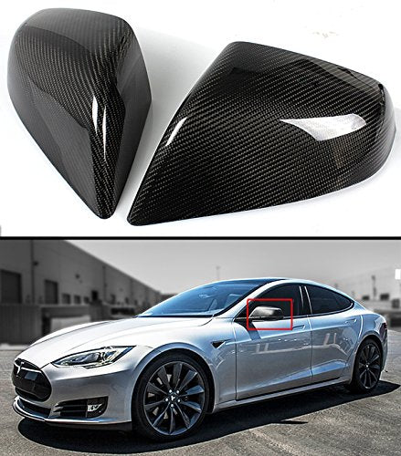 Real Carbon Fiber Side View Mirror Covers for Tesla Model S 2012-2019