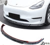 Carbon Fiber ABS Front Lip Splitter/Front Bumper Lip Spoiler for 2020-2022 Tesla Model Y (3 Piece Set)