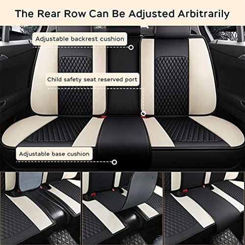 Front & Rear Seat Covers for Chevy Chevrolet Bolt EV EUV Car Seat Cover Luxury PU Leather Comfortable Stylish Black×Beige
