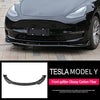 3 Piece ABS Plastic with Carbon Fiber Pattern Front Splitter Lip Kit for Tesla Model Y