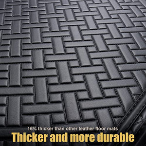 Leather Floor Mats for Tesla Model Y Custom Fit 2020-2022 Luxury Car Floor Liner ,Waterproof(1st & 2nd Row Black)