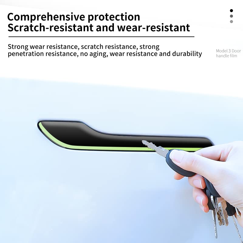 Door Handle Sticker Wrap for Tesla Model 3/ Model Y Luminous Door Handle Protector Decal Accessories Wrap Kit