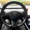 Tesla Model 3 & Y Leather & Carbon Fiber Style Steering Wheel Cover