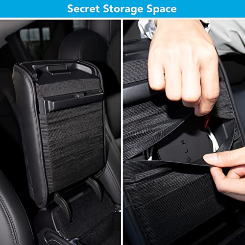 Armrest Cushion Cover with Hidden Storage Compartment for Tesla Model 3 & Y