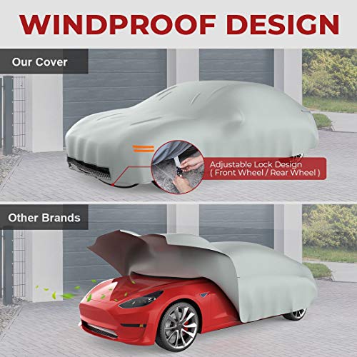 All-Weather Waterproof Vehicle Cover with Ventilated Mesh & Charging Port for Tesla Model 3