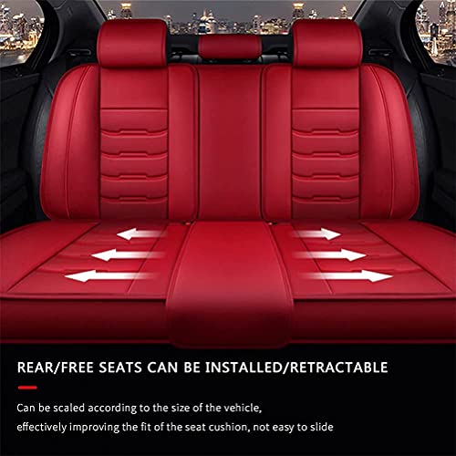 Front & Rear Seat Covers with Headrest Backrest Cushions for Chevy Chevrolet Bolt EV EUV Car Seat Cover Luxury PU Leather Comfortable Wear Resistant Red
