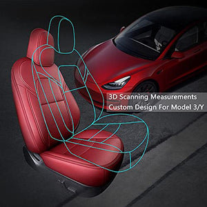 Front Car Seat Covers Custom Fit for Tesla Model 3/Model Y Car Seat Protector 2PCS, Fully Wrapped Farbic Mesh Seat Cover Set for Tesla Model 3/Y2017 2018 2019 2020 2021 Gray and Black