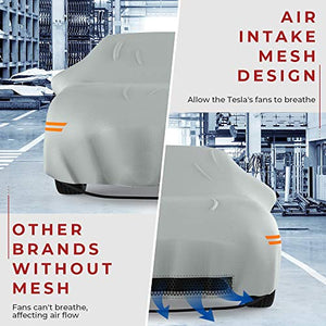 All-Weather Waterproof Vehicle Cover with Ventilated Mesh & Charging Port for Tesla Model 3
