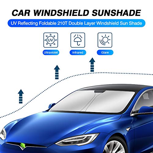 Windshield Sun Shade for 2012-2021 Tesla Model S Sedan Accessories Sunshade Window Shade Foldable Blocks UV Rays Keep Your Car Cooler