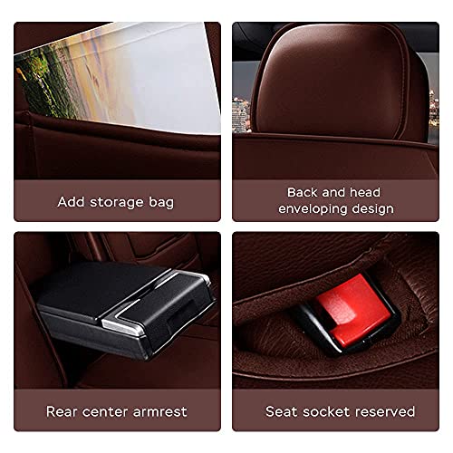 Front & Rear Seat Covers for Chevy Chevrolet Bolt EV EUV Car Seat Cover Luxury PU Leather Comfortable Wear Resistant Brown
