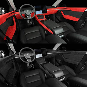 Tesla Model Y Car Inner Door Handle Suede Turn Fur Decorative Sticker (Side) Gray