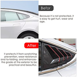 Racing Style Rear Side Window Louvers for 2017-2022+ Tesla Model 3 (Carbon Fiber Red)