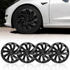 Replacement Tesla Model 3 Hub Caps - 18 Inch Compatible Waterproof Matte Black Hubcaps Wheel Cover Set for 2017-2023 Model 3 - Easy DIY Snap On Design & Help Improve Driving Performance - Set of 4