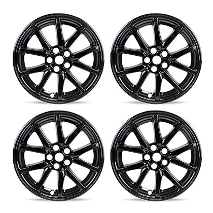 18-Inch Hub Caps fits 2017-2022  Tesla Model 3, Replacement Wheel Covers (Set of 4) (Gloss Black)
