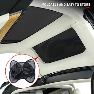 Black Two-Layer UV Rated Foldable Glass Roof Sunshade for Tesla Model X (5 Piece Set)